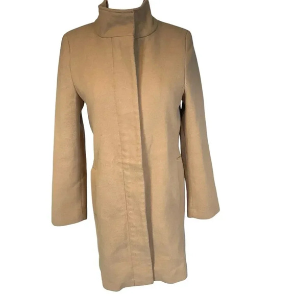 Banana Republic Coat Women's Size XS Camel Tan Tweed Mid Length Jacket Used - Picture 1 of 13
